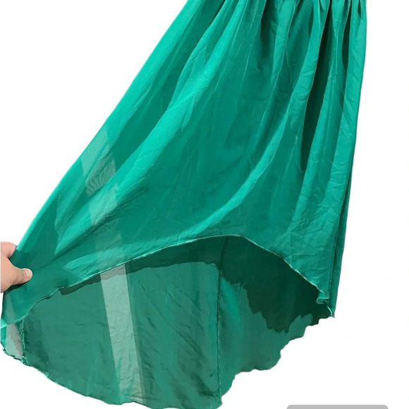 Gold and Green dress, high low, large - Picture 5 of 6